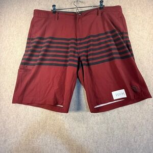 Da Hui Hybrid Collection Board Shorts Mens 42 Burgundy Black Striped Surfer Logo